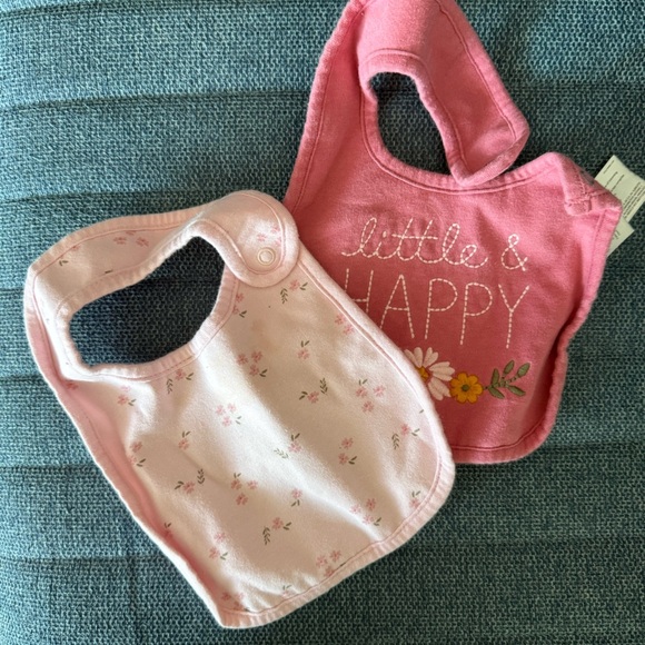Carter's Pink and White Floral Bib Set - Picture 1 of 6